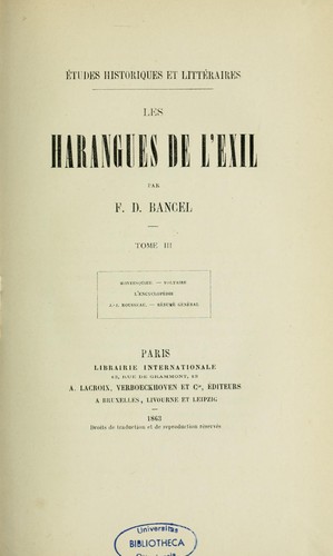 Les Harangues de l'exil