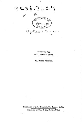 A First Book in Old English: Grammar, Reader, Notes, and Vocabulary