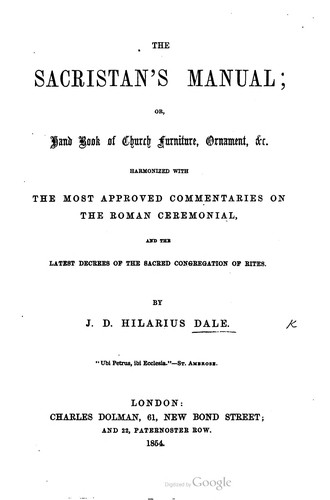 The Sacristan's manual