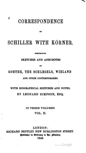 Correspondence of Schiller with Körner.