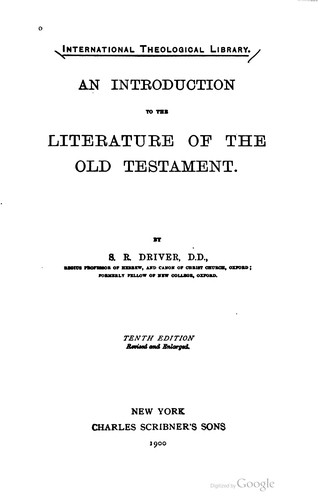 An introduction to the literature of the Old Testament.