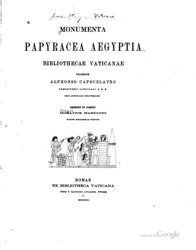 Monumenta papyracea aegyptia Bibliothecae Vaticanae