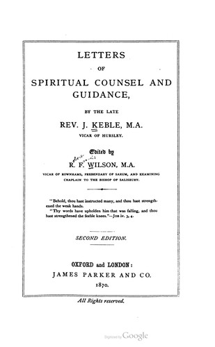 Letters Of Spiritual Counsel And Guidance