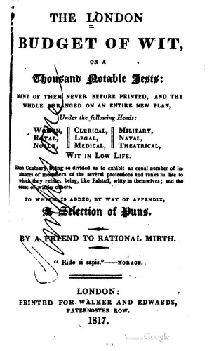 The London budget of wit, or, A thousand notable jests