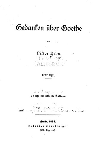 Gedanken über Goethe