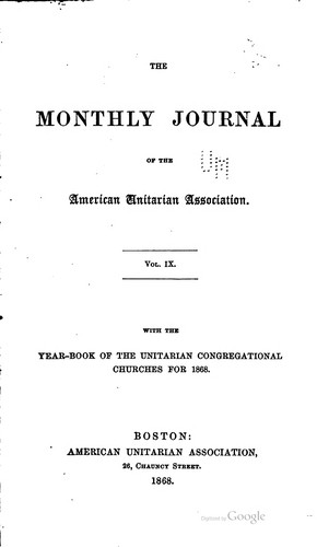 The Monthly journal of the American Unitarian Association