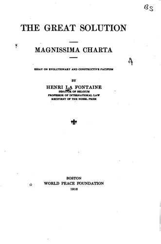 The great solution, magnissima charta