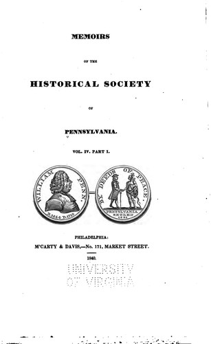 Memoirs of the Historical Society of Pennsylvania
