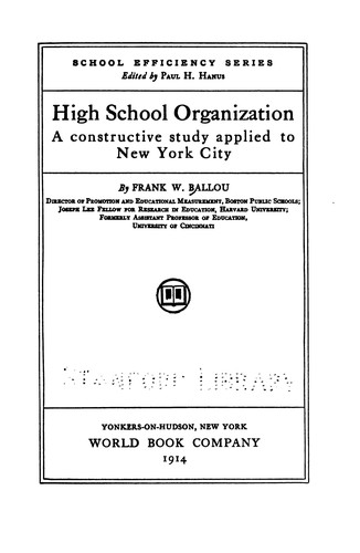 High School Organization: A Constructive Study Applied to New York City