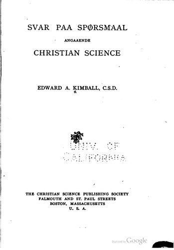 Svar paa spørsmaal angaaende Christian science