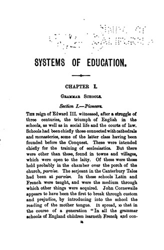 Systems of Education: A History and Criticism of the Principles, Methods ...