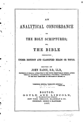 An analytical concordance to the Holy Scriptures