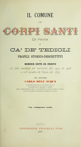 Il comune dei Corpi Santi di Pavia e ca de Tedioli