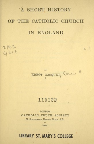 A short history of the Catholic Church in England