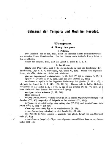 Gebrauch der tempora und Modi bei Herodot