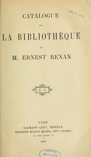 Catalogue de la bibliothèque de m. Ernest Renan