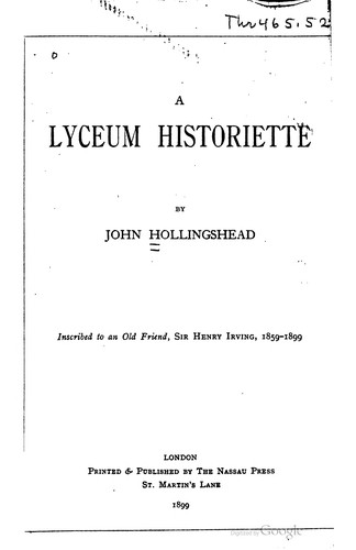 A Lyceum historiette