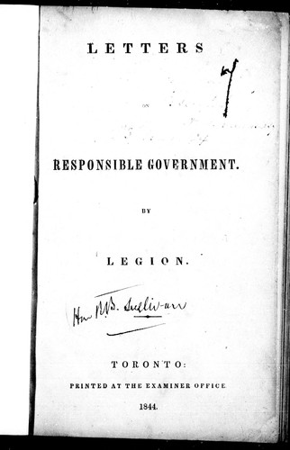Letters on responsible government