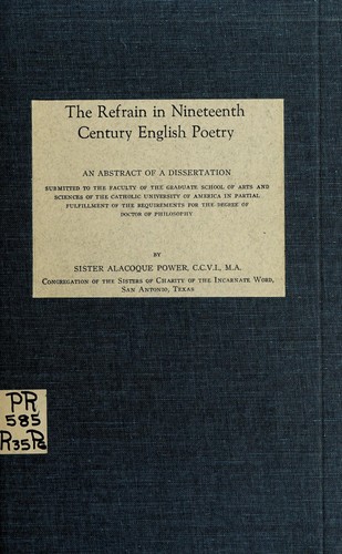 The refrain in nineteenth century English poetry