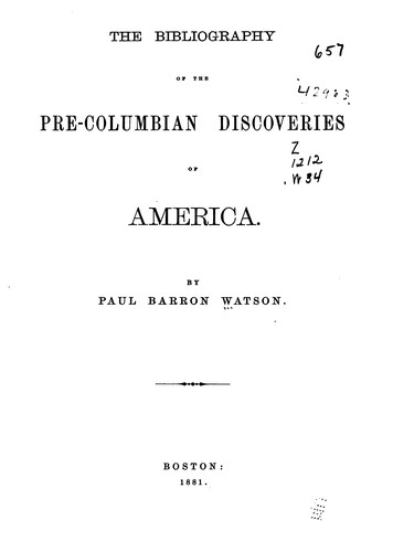 The Bibliography of the Pre-Columbian Discoveries of America