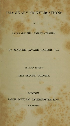 Imaginary conversations of literary men and statesmen