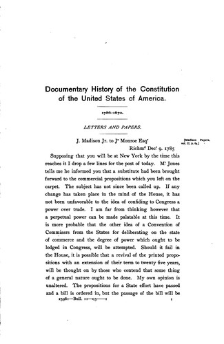 Documentary History of the Constitution of the United States of America ...