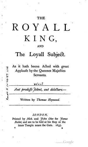 The dramatic works of Thomas Heywood