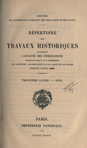 Repertoire des Travaux historiques
