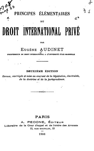Principes élémentaires du droit international privé