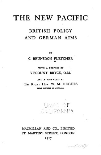 The New Pacific: British Policy and German Aims