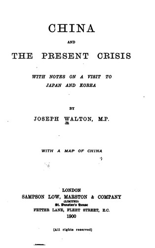 China and the present crisis