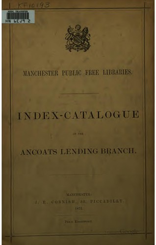 Index-catalogue of the Ancoats lending branch.