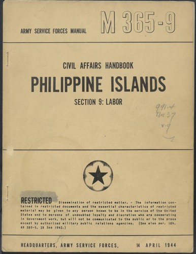 Civil Affairs handbook Philippine Islands Section 9: Labor