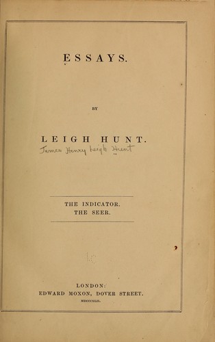 Essays by Leigh Hunt