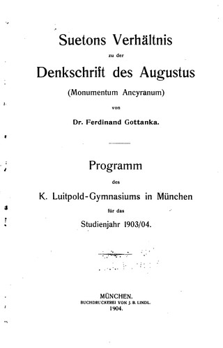 Suetons Verhältnis zu der Denkschrift des Augustus: (monumentum ANCYRANUM)