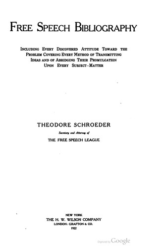 Free Speech Bibliography