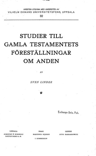 Studier till gamla testamentets föreställingen om anden