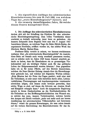 Die geschichtliche Entwicklung der schweizeischen Eisenbahngesetzgebung