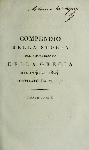 Compendio della storia del risorgimento della Grecia dal 1740 al 1824