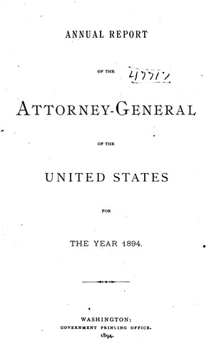 Annual Report of the Attorney General of the United States