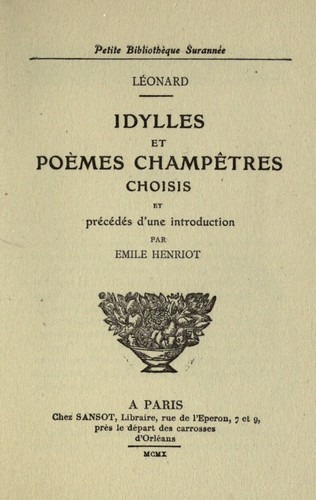 Idylles et poèmes champ̂etres.