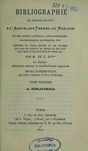 Bibliographie des ouvrages relatifs à l'amour