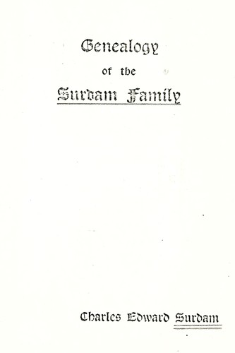 Genealogy of the Surdam family.