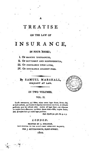 A TREATISE ON THE LAW OF INSURANCE
