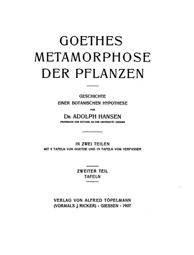 Goethes metamorphose der pflanzen.