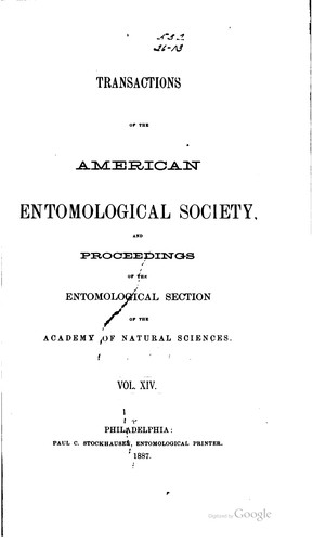 Transactions of the American Entomological Society and Proceedings of the ...