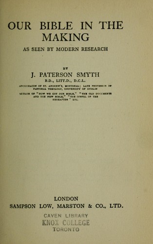 Our Bible in the making