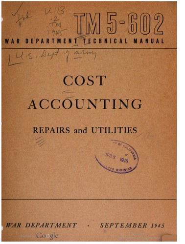 Cost Accounting, Repairs And Utilities