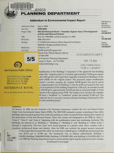 Addendum to environmental impact report