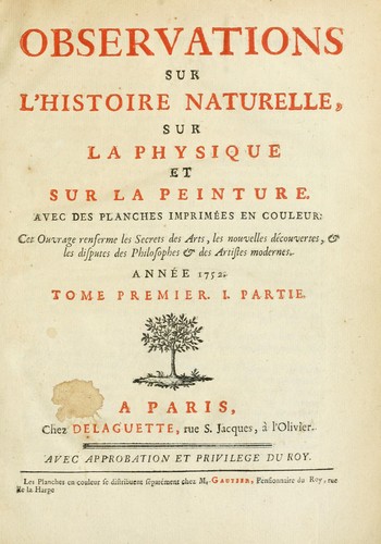 Observations sur l'histoire naturelle, sur la physique et sur la peinture